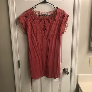 Coral dress with optional waist string to tie